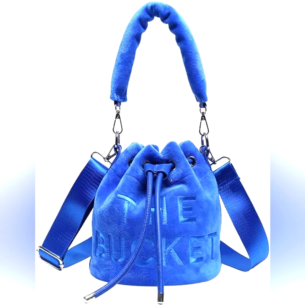 Beautiful Cobalt Blue Velour Bucket Handbag